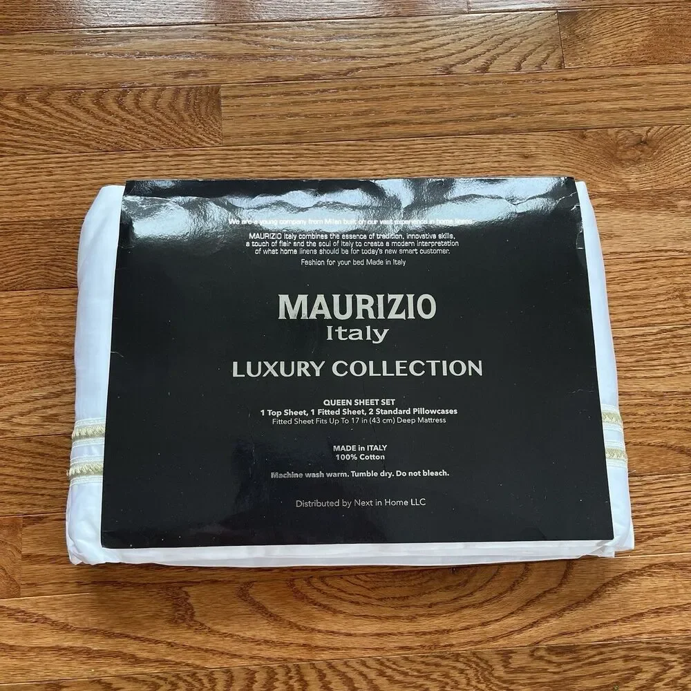 New Maurizio Italy Queen Sheet Set 4PC White Cotton Sateen 420 TC Luxury Bedding